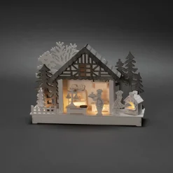 Hus og Bageri LED-adventsstage, batteridrift