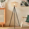 Hykeham gulvlampe, højde 129,5 cm, natur/sort, bambus