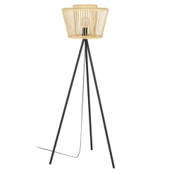 Hykeham gulvlampe, højde 129,5 cm, natur/sort, bambus