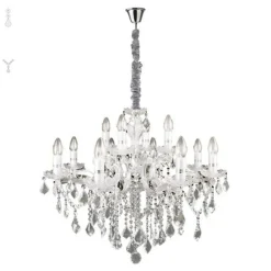 Ideal Lux lysekrone Florian kromfarvet, krystal, 12flg.
