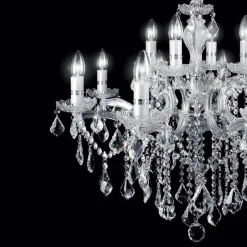 Ideal Lux lysekrone Florian kromfarvet, krystal, 12flg.