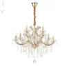 Ideal Lux lysekrone Napoleon, guldfarvet, krystal 12flg.