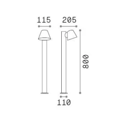 Ideal Lux vejlampe gas, sort, aluminium, højde 80 cm