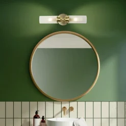 Imperial væglampe, messing, 2 lyskilder, stål, glas, IP44