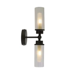 Imperial væglampe, sort, 2 lyskilder, stål, glas, IP44