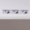Indbygningslamper i krom med LED, kantet sæt med 3 stk