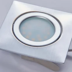 Indbygningslamper i krom med LED, kantet sæt med 3 stk