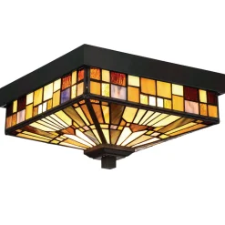 Inglenook udendørs loftslampe, farverigt glas