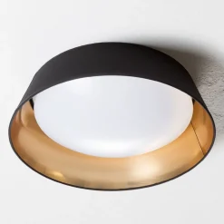 I sort-guld – rund LED-loftlampe Ponts