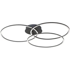 Ivanka LED-loftlampe, 3 ringe, sort