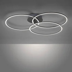 Ivanka LED-loftlampe, 3 ringe, sort