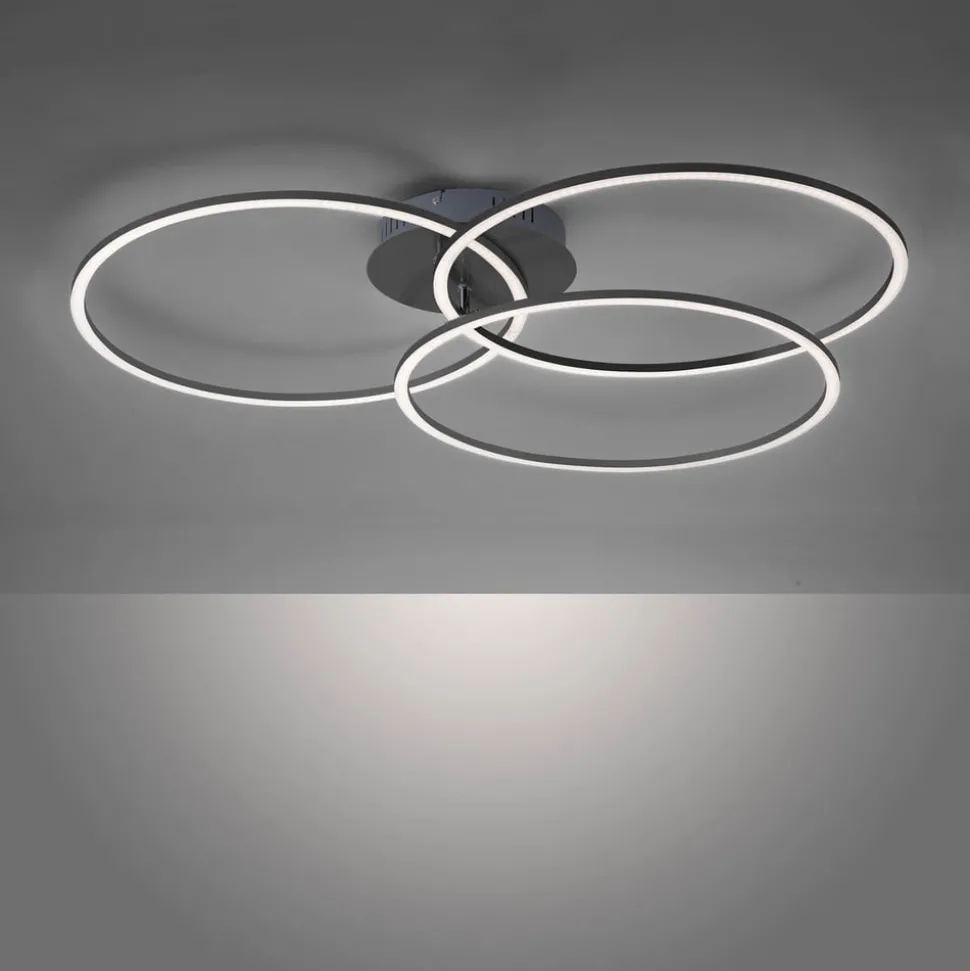 Ivanka LED-loftlampe, 3 ringe, sort