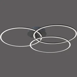 Ivanka LED-loftlampe, 3 ringe, sort