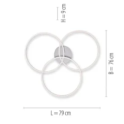 Ivanka LED-loftlampe, 3 ringe, stål