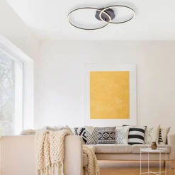 Ivanka LED-loftlampe, to ringe, sort