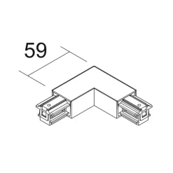 Ivela L-forbindelsesstykke SQUARE 48 V, sort, beskyttelsesleder til venstre