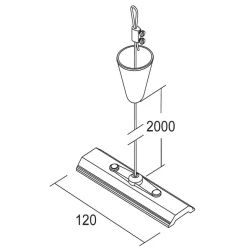 Ivela LKM rebophæng 200 cm, plade 12 cm, hvid