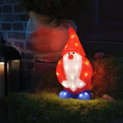 Julemand LED-dekorationsfigur rød IP44 højde 36 cm