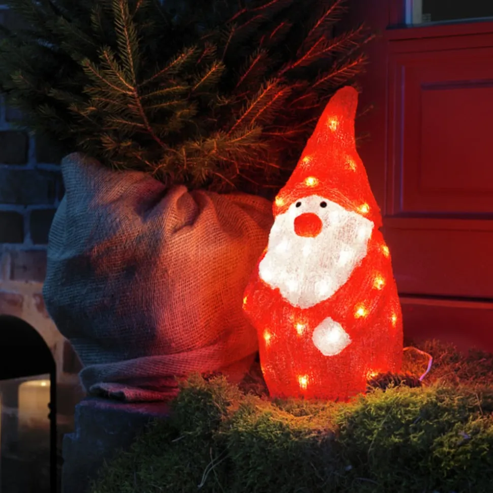 Julemand LED-dekorationsfigur rød IP44 højde 38 cm