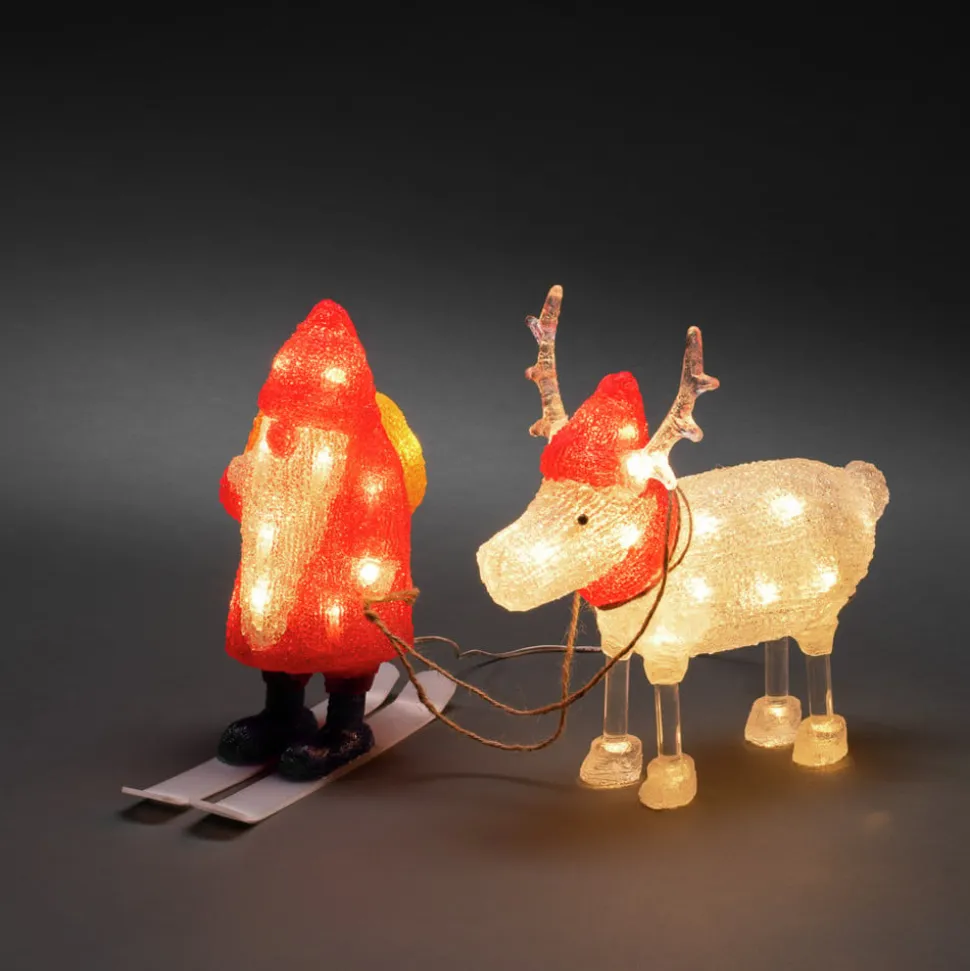 Julemand og Rensdyr LED-dekorationslampe, IP44