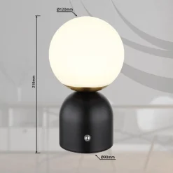Julsy LED genopladelig bordlampe, sort, højde 21 cm, metal, CCT