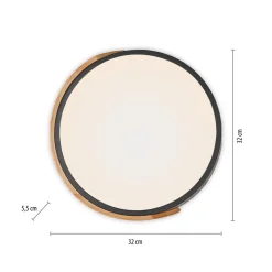 JUST LIGHT. Bila LED-loftslampe, sort, Ø 32 cm, træ