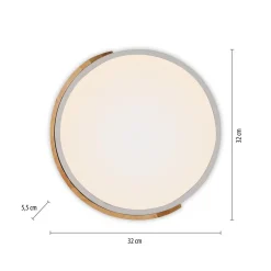 JUST LIGHT. Bila LED-loftslampe, hvid, Ø 32 cm, træ