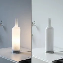 JUST LIGHT. bordlampe Bottle, opal hvid, glas, E14