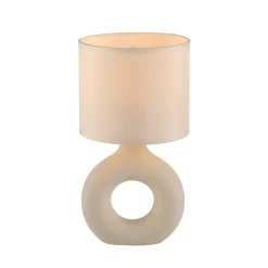JUST LIGHT. Carara bordlampe, keramisk fod, beige