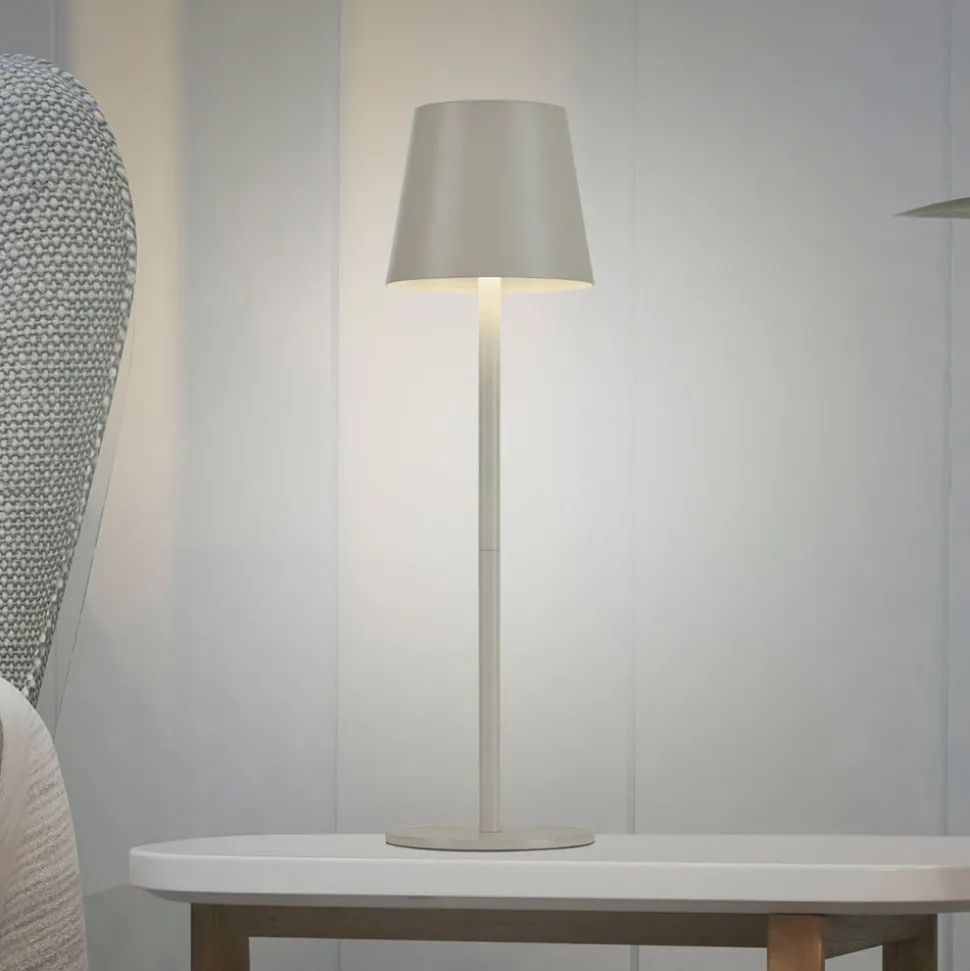 JUST LIGHT. Euria LED-bordlampe, grå-beige jern IP54