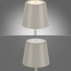 JUST LIGHT. Euria LED-bordlampe, grå-beige jern IP54