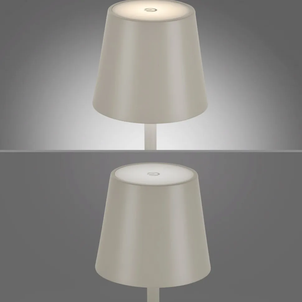 JUST LIGHT. Euria LED-bordlampe, grå-beige jern IP54