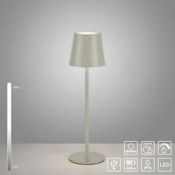 JUST LIGHT. Euria LED-bordlampe, grå-beige jern IP54