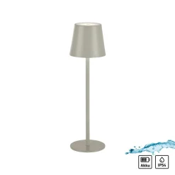 JUST LIGHT. Euria LED-bordlampe, grå-beige jern IP54