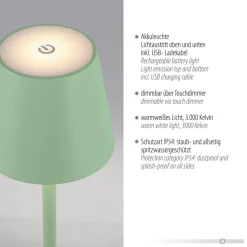 JUST LIGHT. Euria LED-bordlampe, hvid, jern, IP54