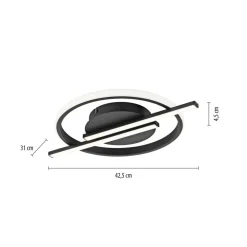 JUST LIGHT. Korsa LED-loftslampe, sort, Ø31 cm, dæmpbar