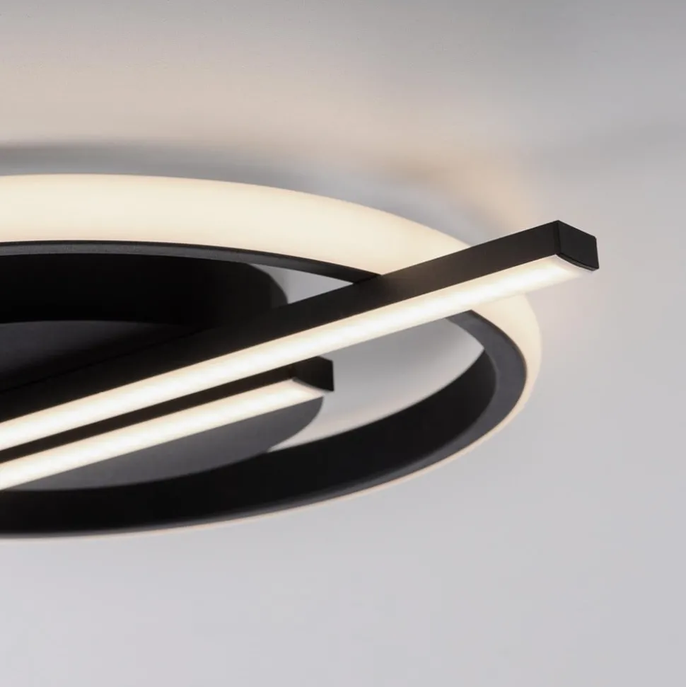 JUST LIGHT. Korsa LED-loftslampe, sort, Ø31 cm, dæmpbar