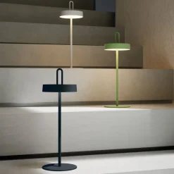 JUST LIGHT. LED-bordlampe Amag grå-beige jern IP44