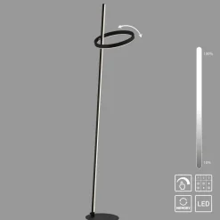 JUST LIGHT. LED-gulvlampe Ritus sort jern Dæmper 3.000 K