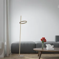 JUST LIGHT. LED-gulvlampe Ritus sand, jern, dæmper, 3.000 K