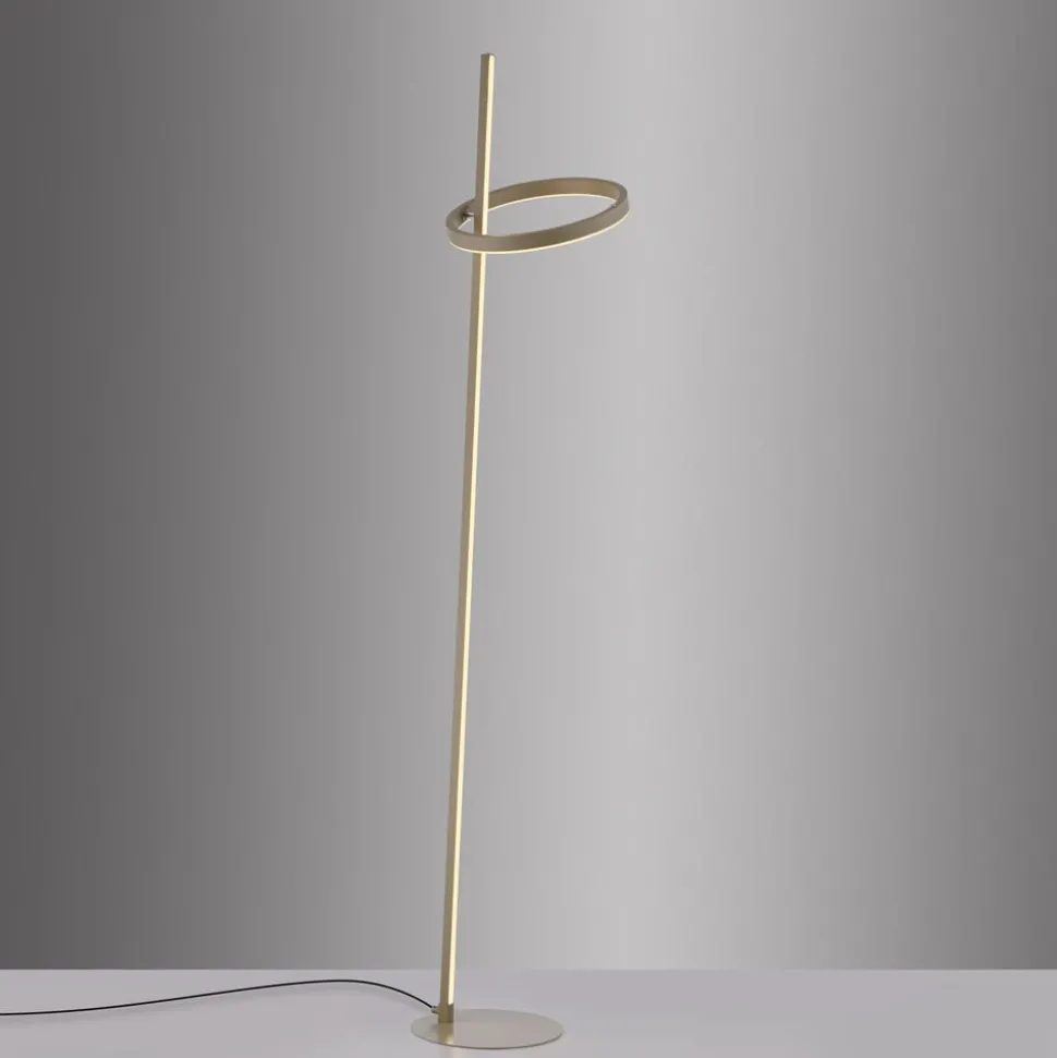 JUST LIGHT. LED-gulvlampe Ritus sand, jern, dæmper, 3.000 K