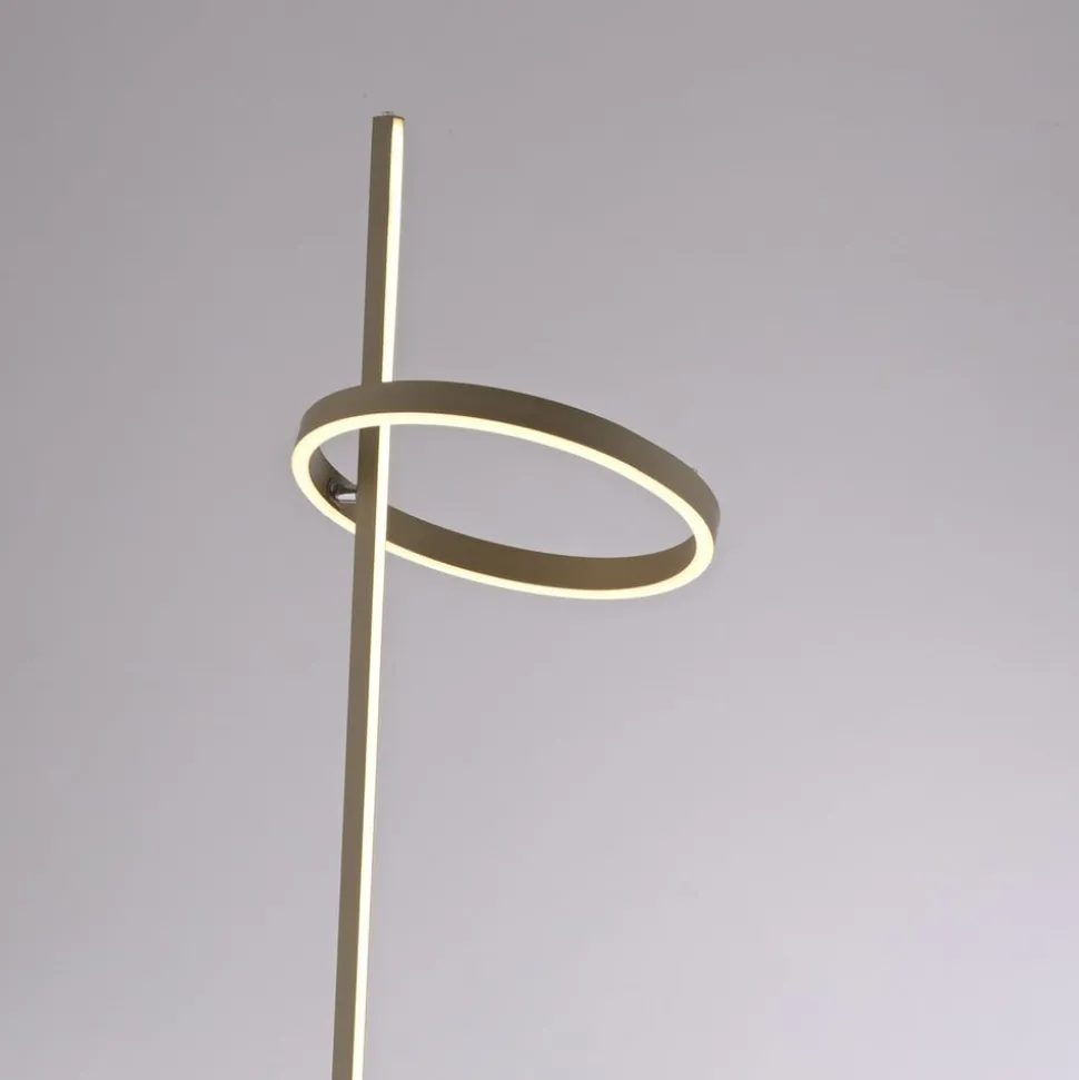 JUST LIGHT. LED-gulvlampe Ritus sand, jern, dæmper, 3.000 K