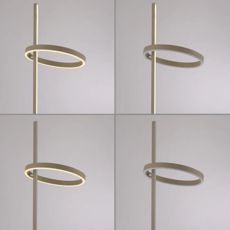 JUST LIGHT. LED-gulvlampe Ritus sand, jern, dæmper, 3.000 K