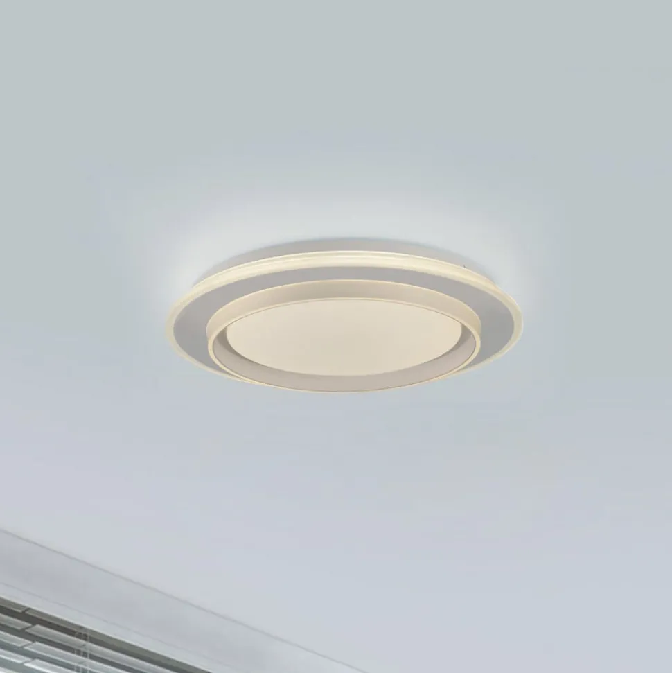 JUST LIGHT. LED-loftslampe Lago Ø 40 cm hvid fjernbetjening