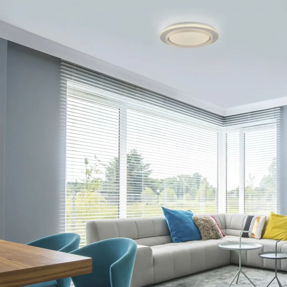 JUST LIGHT. LED-loftslampe Lago Ø 40 cm hvid fjernbetjening