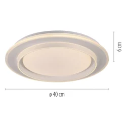 JUST LIGHT. LED-loftslampe Lago Ø 40 cm hvid fjernbetjening