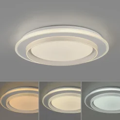 JUST LIGHT. LED-loftslampe Lago Ø 40 cm hvid fjernbetjening