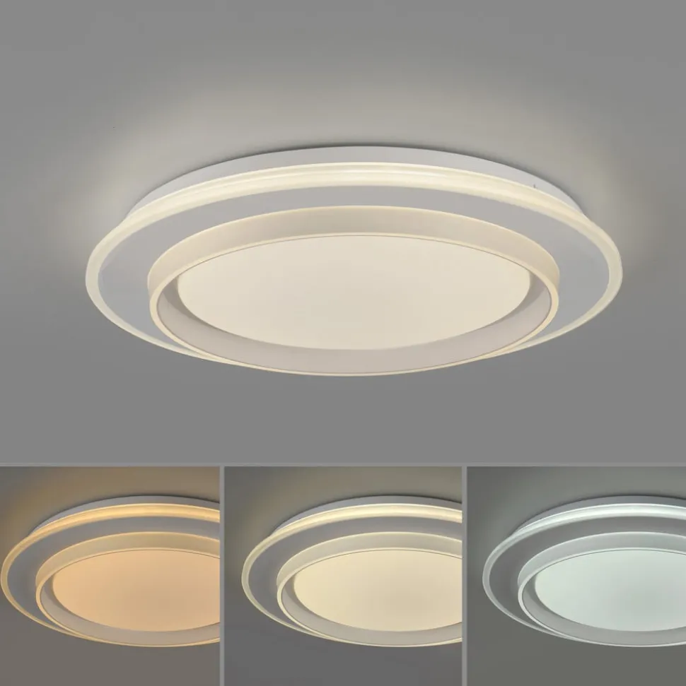JUST LIGHT. LED-loftslampe Lago Ø 40 cm hvid fjernbetjening