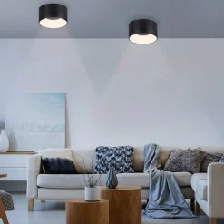 JUST LIGHT. LED-loftslampe Tanika sort, Ø16 cm, dæmpbar