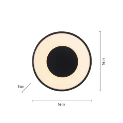 JUST LIGHT. LED-loftslampe Tanika sort, Ø16 cm, dæmpbar